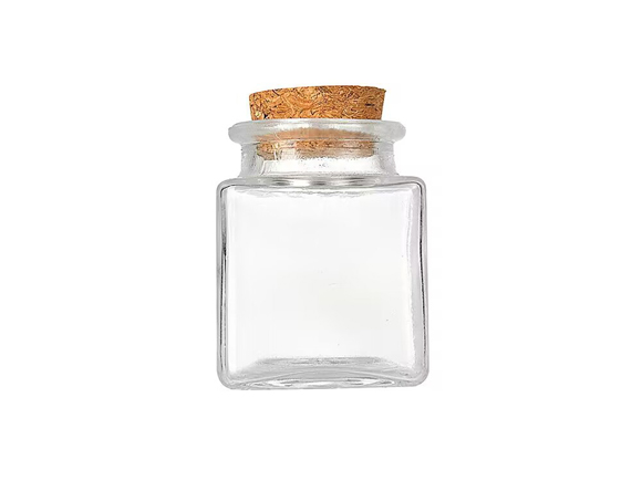 Square Glass Containers for Yogurt with Cork Lids