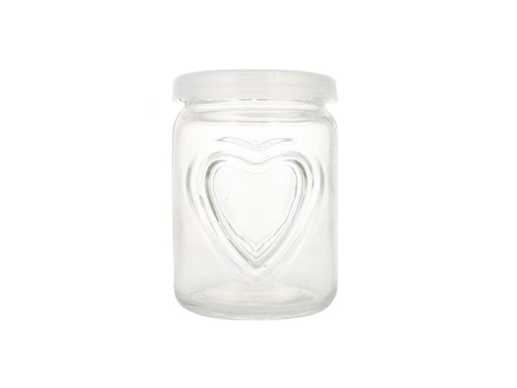Heart-Shape Reusable Transparent Glass Bottles for Yogurt