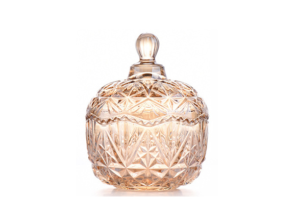Wholesale Bulk Luxury Glass Candle Vessel With Lid