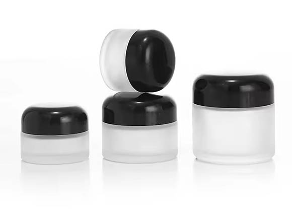 Frosted Round Glass Body Butter Jar with Plastic Lids