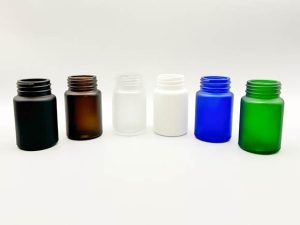 2oz(60ml) Amber Frosted Black Glass Pill Bottle Wholesale For Supplement Vitamin
