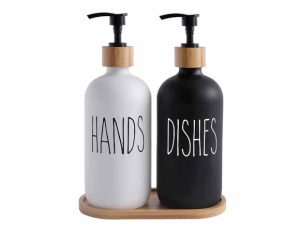 350ml 500ml Morden Glass Hand Soap Dispenser Bottle With Black Pump in Bulk