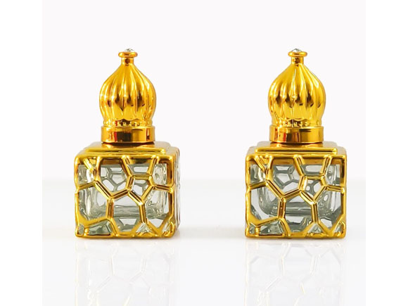 3ml 6ml 8ml 10ml 12ml 15ml Golden Electroplated Luxury Oud Glass Essential Oil Bottle Wholesale