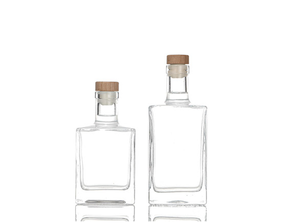 500ml 750ml Square Clear Glass Custom Whiskey Bottle