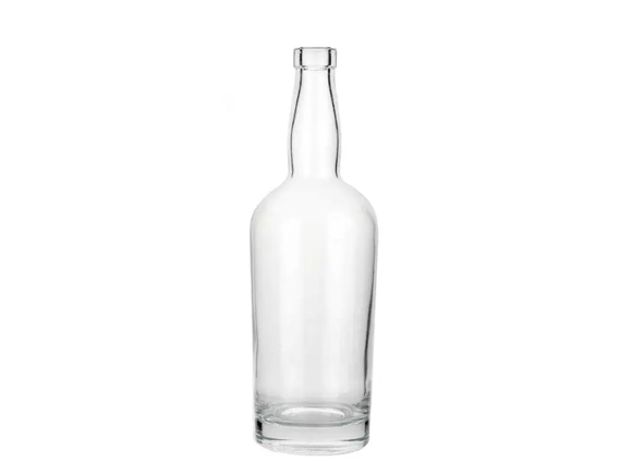 750ml 25 Clear Glass Whiskey Bottle Round with neck