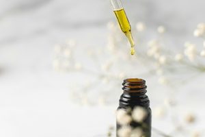 amber glass essential oil bottle