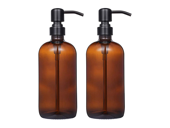 Amber Glass Jar Hand Soap Dispenser