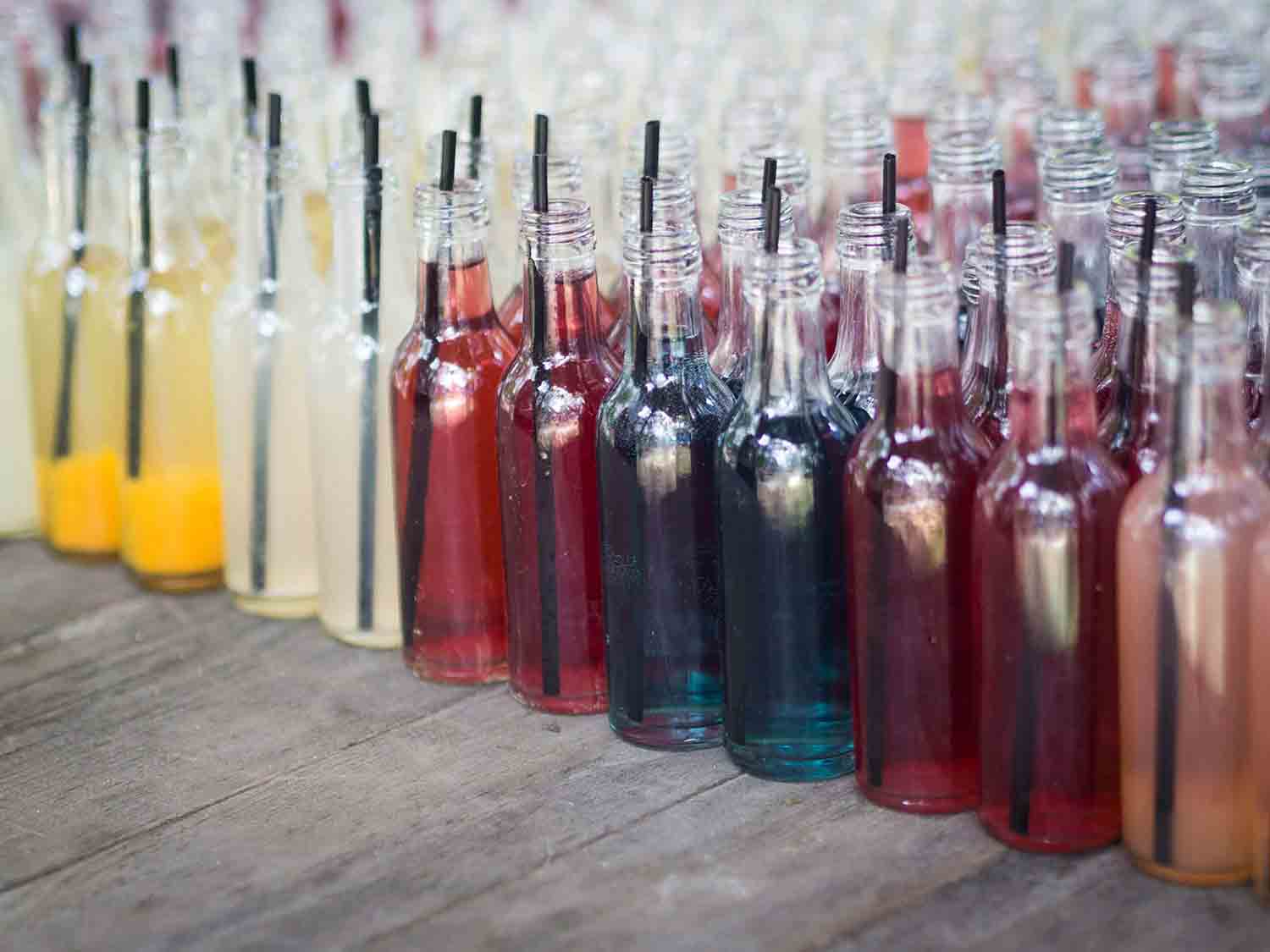 beverages in glass bottles