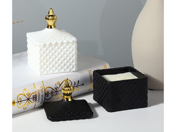 Black White Square Luxury Candle Jars With Lids Wholesale