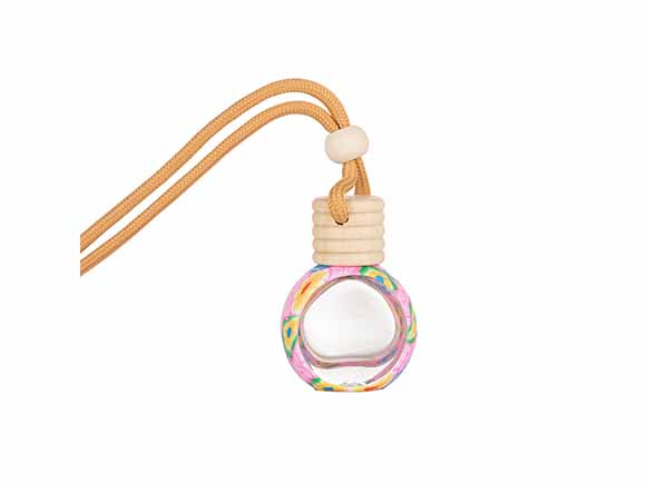 Floral Art Printed Hanging Car Perfume Bottle