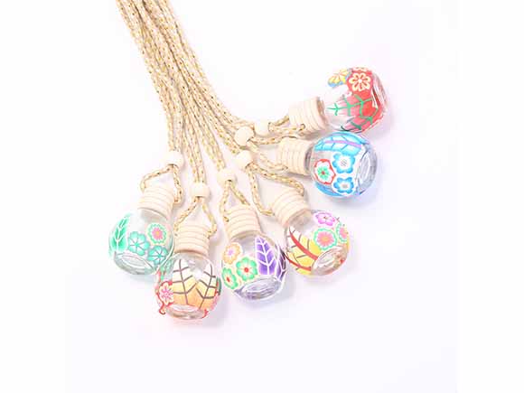 12ml Floral Art Printed Round Car Perfume Bottle
