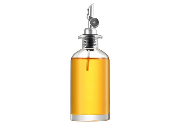 Clear Glass Olive Oil Bottle Dispenser with Pour Spout