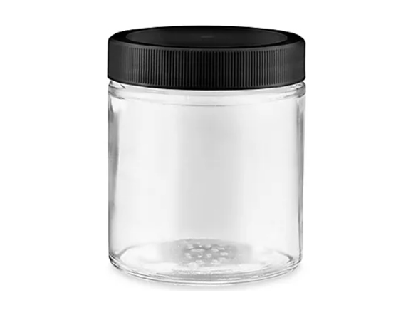 4oz Transparent Glass Storage Jars with Black Plastic Caps