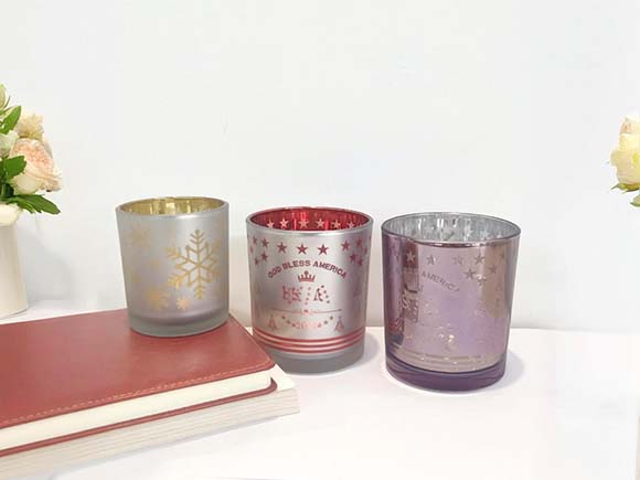 Electroplating Frosted Round Empty Glass Candle Jar Wholesale