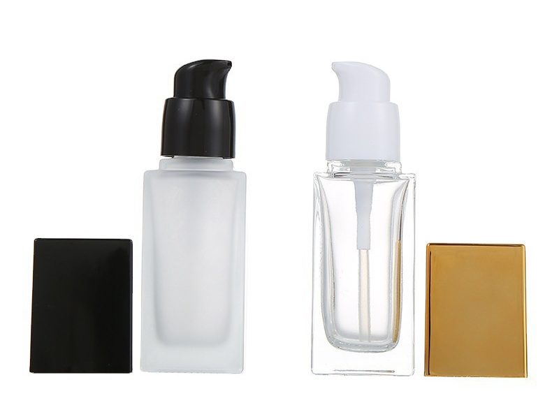 30ml Clear Square Glass Liquid Foundation Pump Bottle