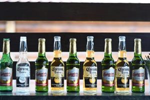 glass beer bottles with different colors