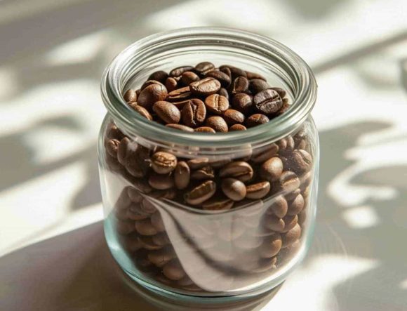 coffee bean in glass jar