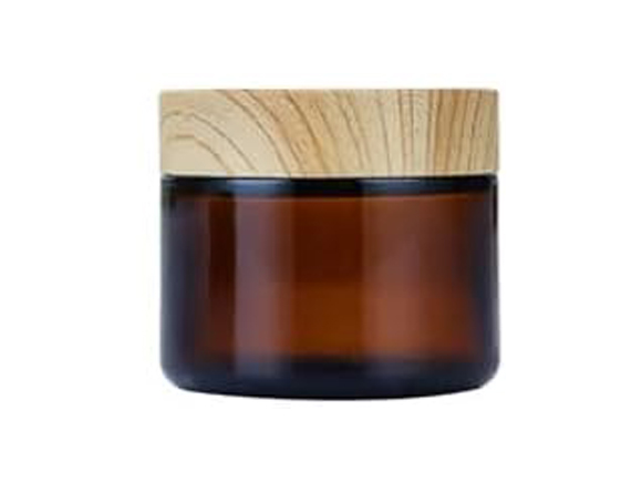 roetell brown glass cream jar with wooden lid wholesale