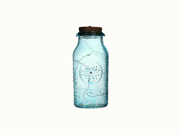 500ml Blue Glass Embossed Decoration Bottle