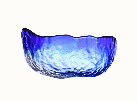 Blue Glass Fruit Bowl