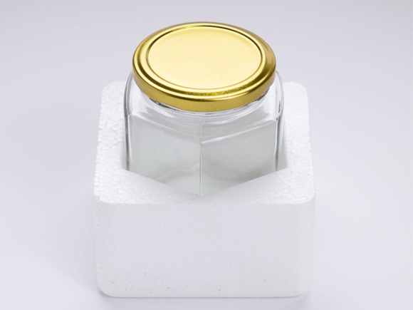 glass honey jars with foam well packaged