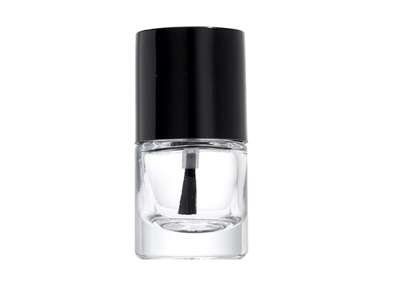 Round Clear Empty Glass Nail Polish Bottles with Black Caps