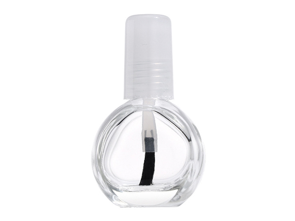 Round Glass Nail Polish Bottle with White Plastic Cap