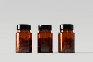 glass pill bottle