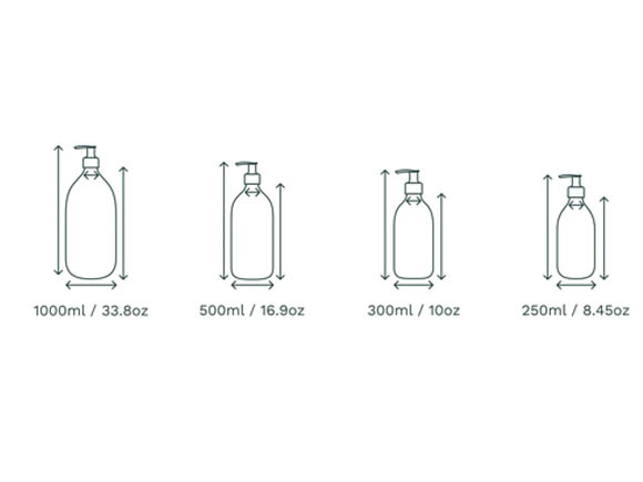 glass soap dispenser and bottles size