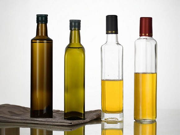 green amber clear color glass olive oil bottle
