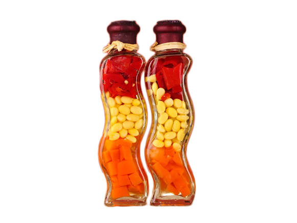 Wave-Shaped Glass Hot Sauce Oil Bottles