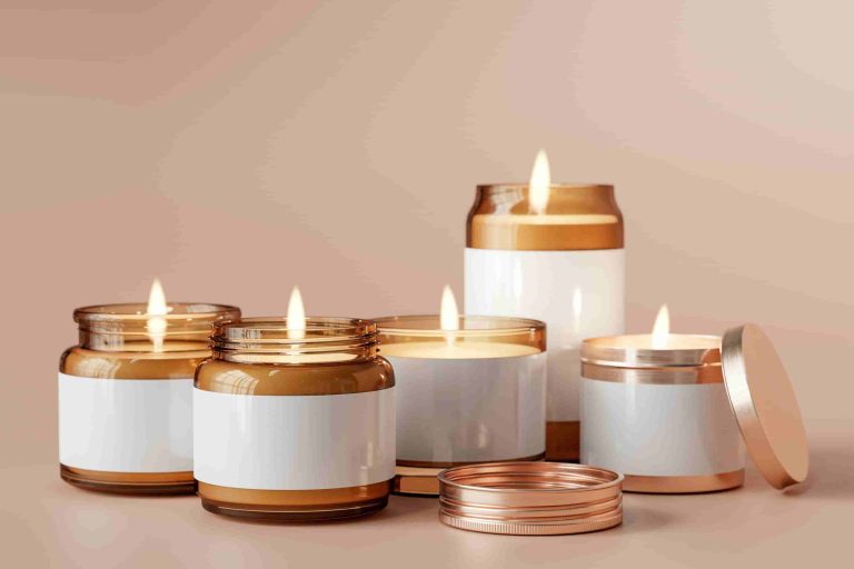 amber glass candle jars with metal lids