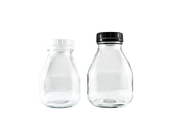 300ml 500ml Cute Round Glass Juice Bottles supplier