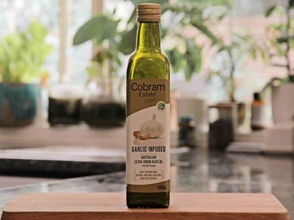 Olive oil in glass bottle