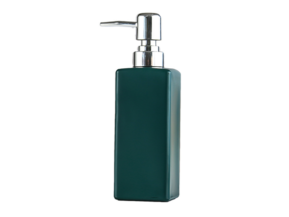 350ml Green Square Glass Soap Bottle for Shampoo