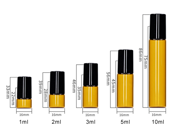 mini amber rotell glass roller bottles