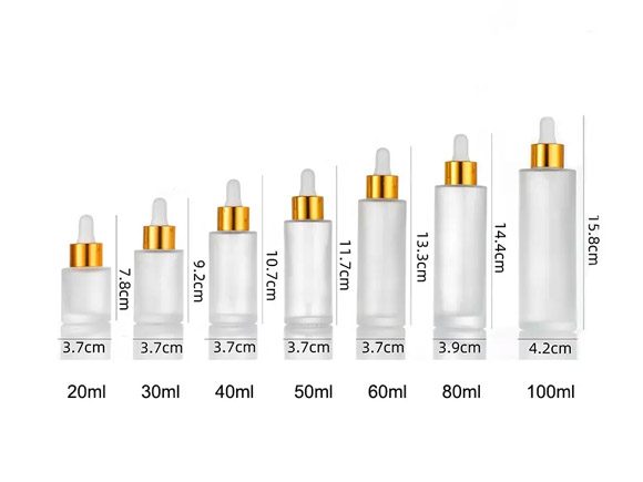 SIZE 20-120ml Custom Cylinder Frosted Glass Dropper Bottles