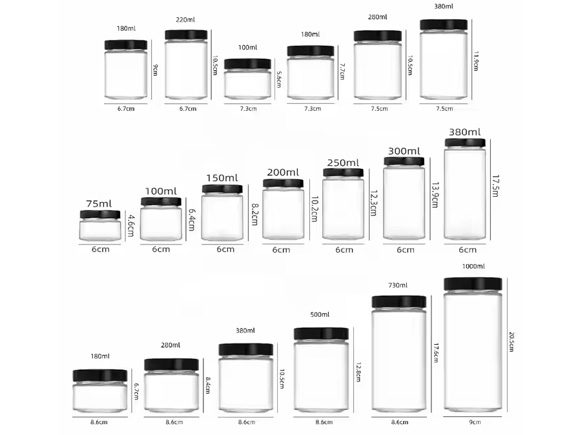 various sizes of pickle jars