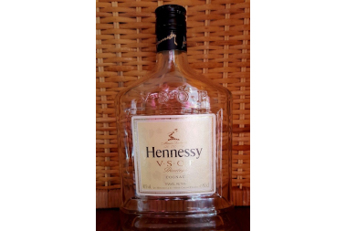 clear glass hennessy bottle