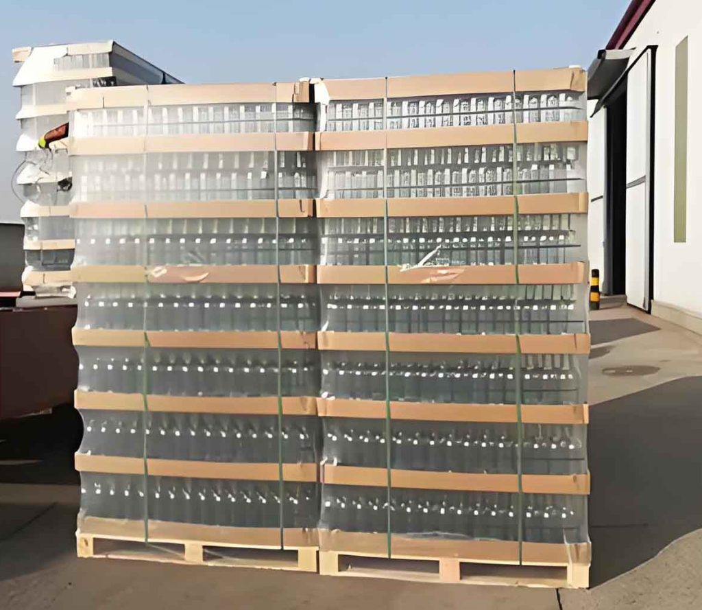 wine bottle well packaged with pallet