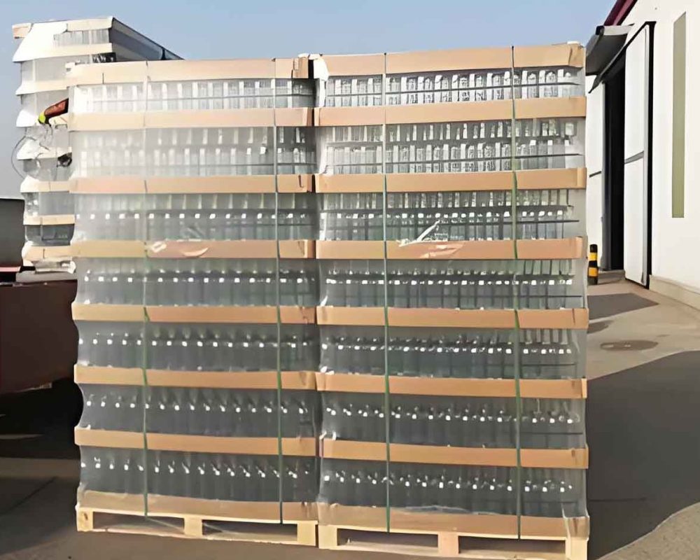 wine bottle well packaged with pallet