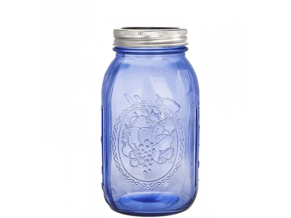 Blue Amber 32oz Glass Pickle Jars with Airtight Lids