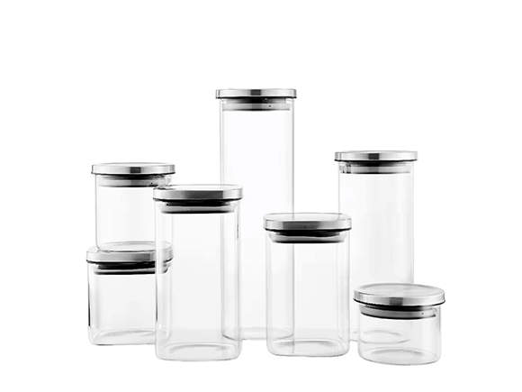 Glass Food Jar With Stainless Steel Lid For Wholesale