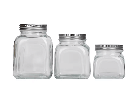 8oz Square Glass Jar With Metal Lid Wholesale