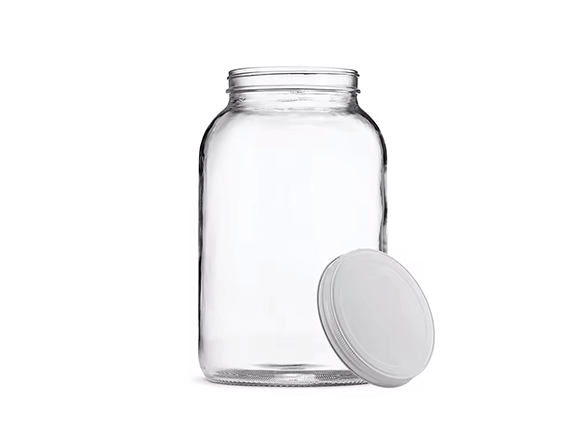 1 Gallon Round Glass Pickle Jar Wide Mouth with Metal Lid