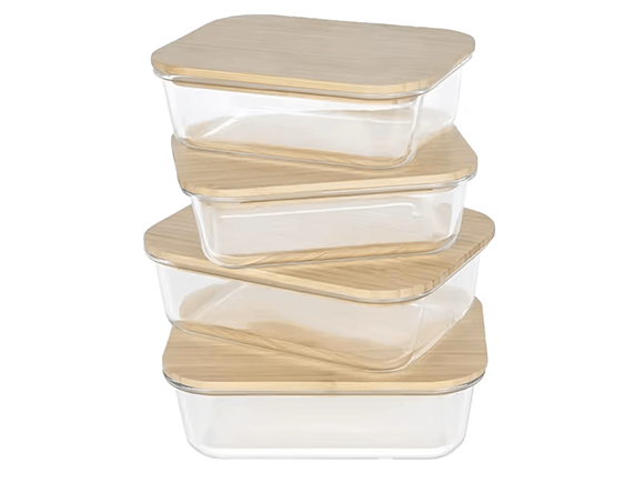 Glass Freezer Container Food Jars with Bamboo Lids