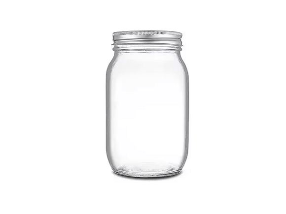 Round Glass Food Storage Jars with Silver Metal Lid Bulk