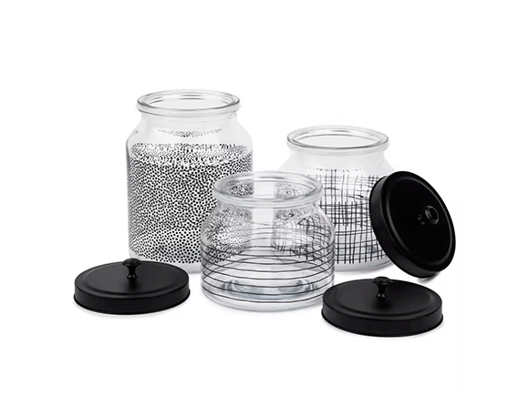 Wholesale Dollar Storage Glass Jar with Black Lid