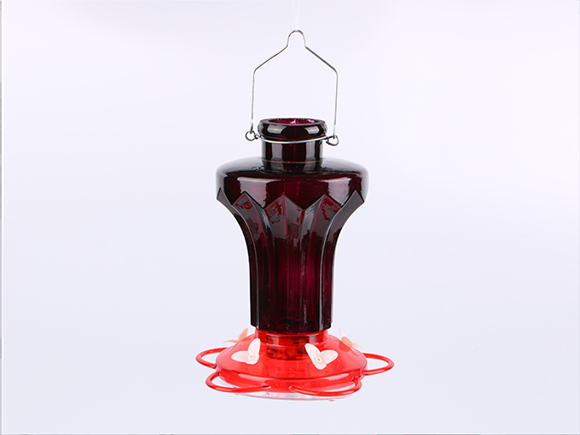 Black and Red Glass Bird Feeders