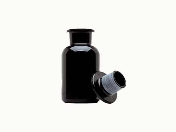 8 oz Glass Apothecary Jar Black With Glass Stopper